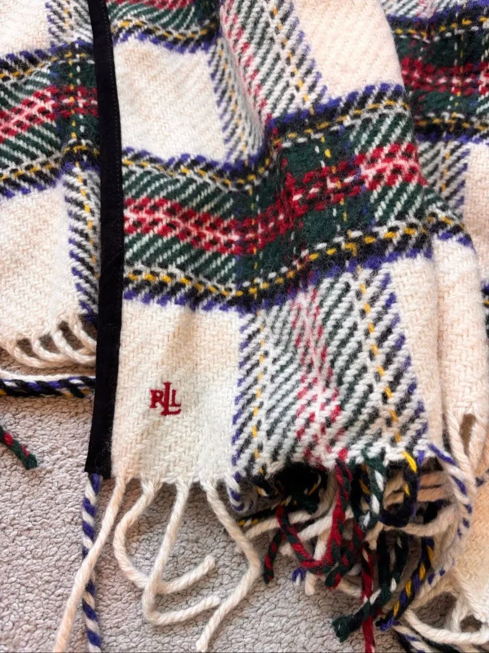 NWOT  Ralph Lauren Lambswool Tartan Plaid Fringe Shawl Cape Wrap, $395